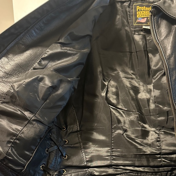 Black Leather Jacket with Red Suede Roses - Picture 6 of 6